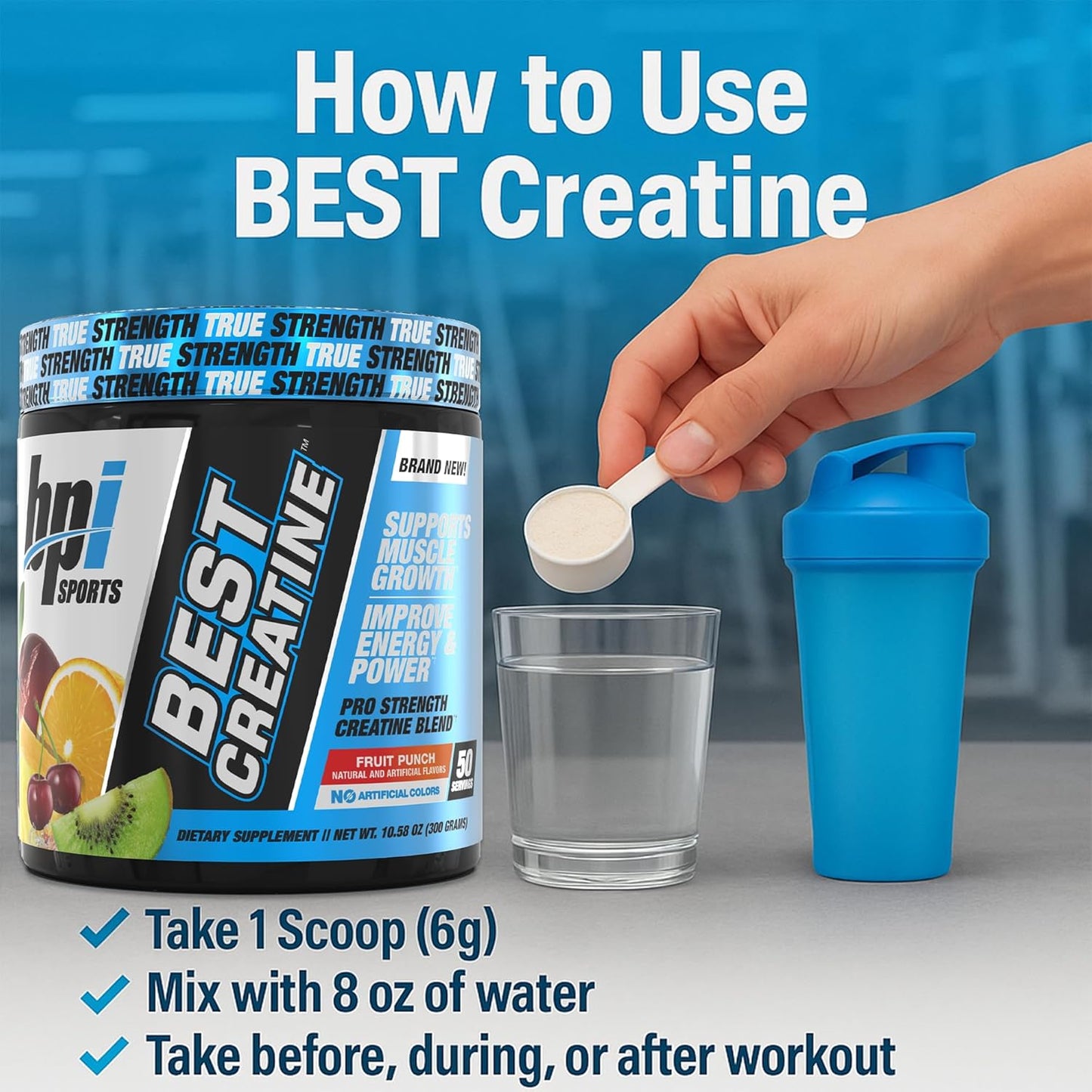 Best Creatine – Creatine Monohydrate, Himalayan Salt – Strength, Pump, Endurance, Muscle Growth, Muscle Definition – No Bloat – Fruit Punch – 50 Servings – 10.58 Oz.